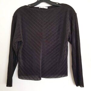 MNG Mango Suit Long Sleeve Ribbed Striped Top Shirt XS